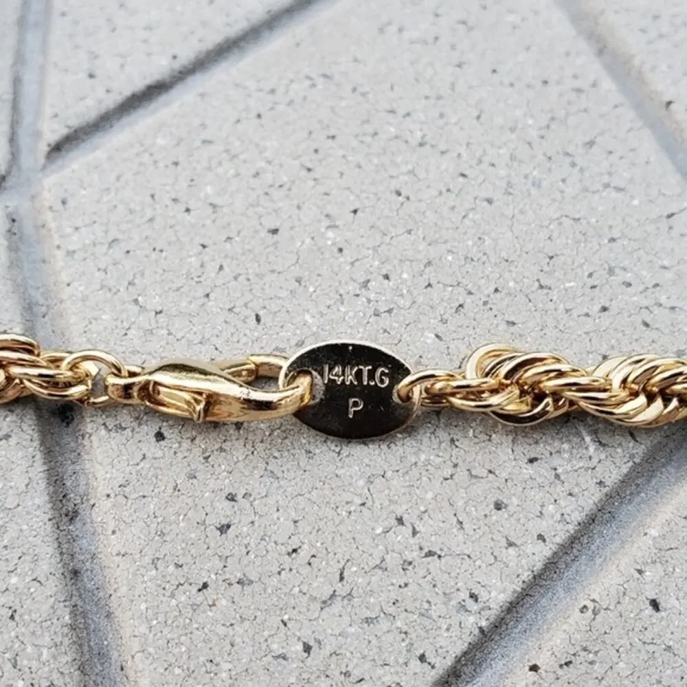 Classic 14K Gold Plated Thick Diamond Cut Rope Chain Unisex